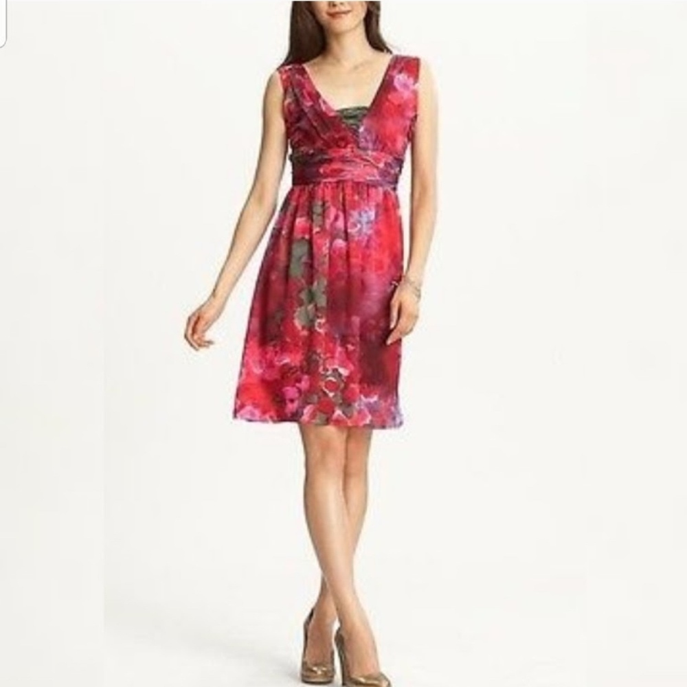 Banana Republic Water Color Floral Silk Dress